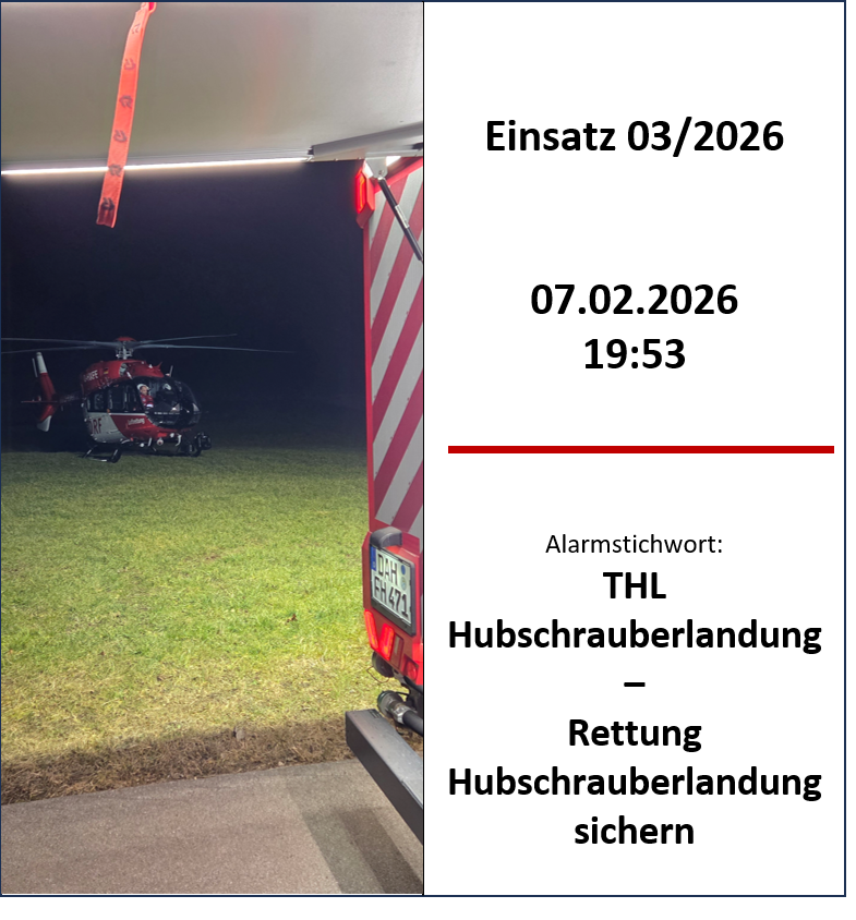 Nacht, Hubschrauberlandung, Feuerwehr-Einsatz